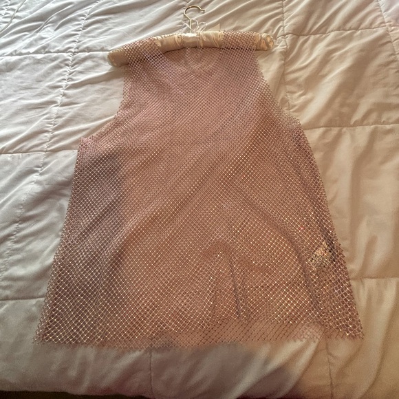Light pink mesh rhinestone top - Picture 1 of 4